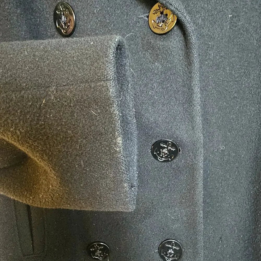 Jones New York Vintage Black Double Breasted Wool Pea Coat
